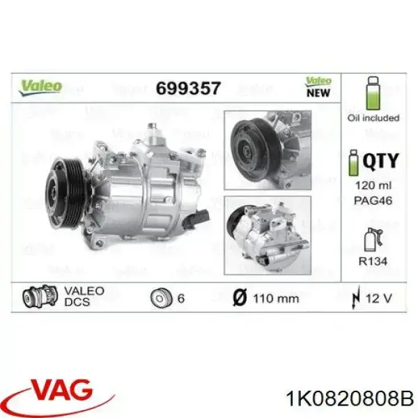 Compresor de ac VAG 1K0820808B