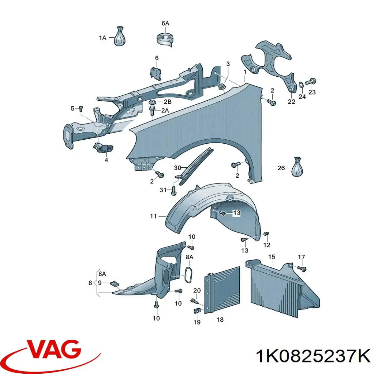 Comprar 1K0825237K VAG Protección delantera del motor