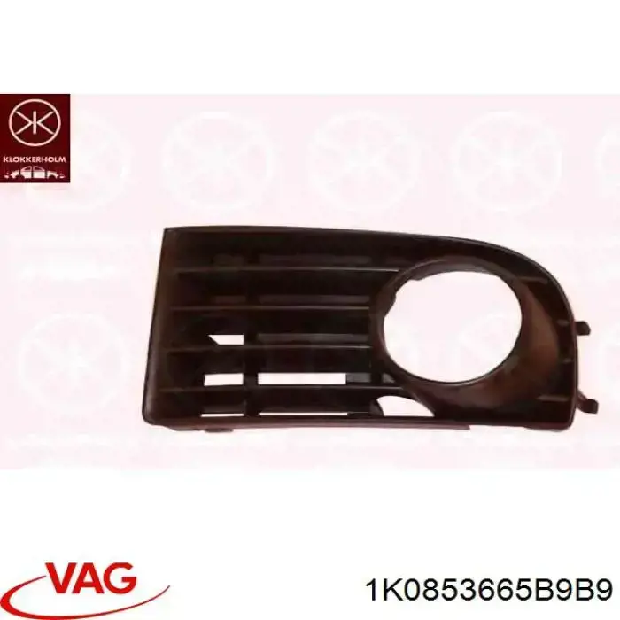 Rejilla del parachoques delantera izquierda 1K0853665B9B9 VAG