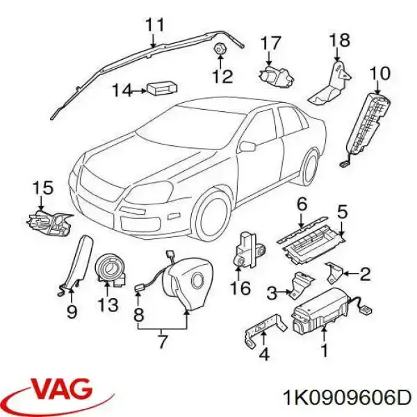 Sensor AIRBAG trasero 1K0909606D VAG