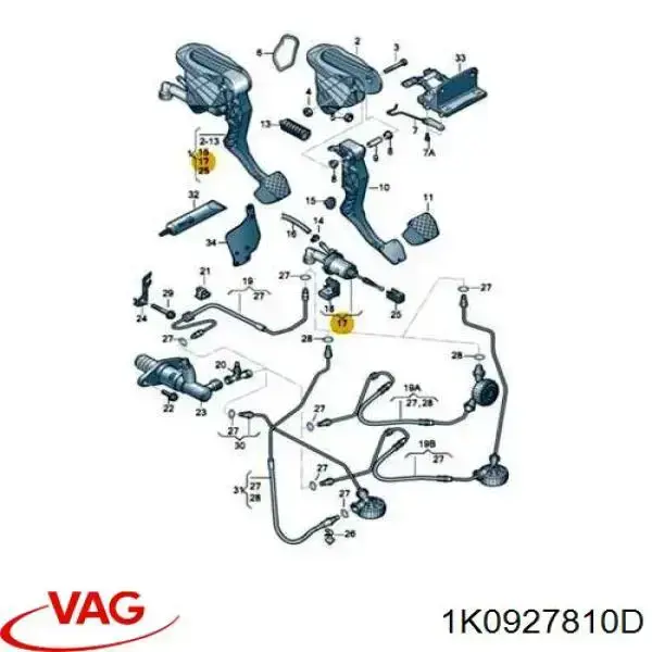 Sensor de posición del pedal de embrague VAG 2Q0927810 precio, desde 30,27 EUR