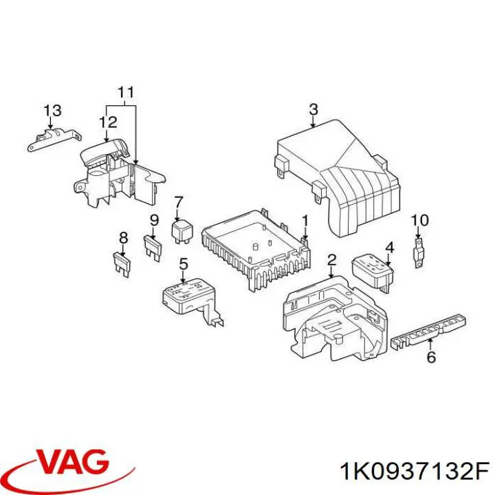 Tapa de la caja de fusibles 1K0937132E VAG