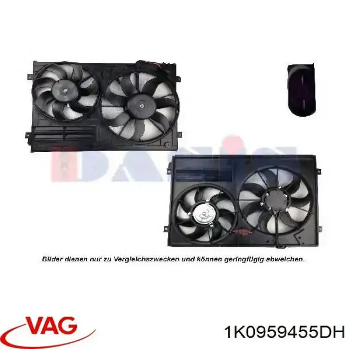 Ventilador de refrigeración completo derecho (motor y hélice) VAG 1K0959455DH precio, desde 74,05 EUR
