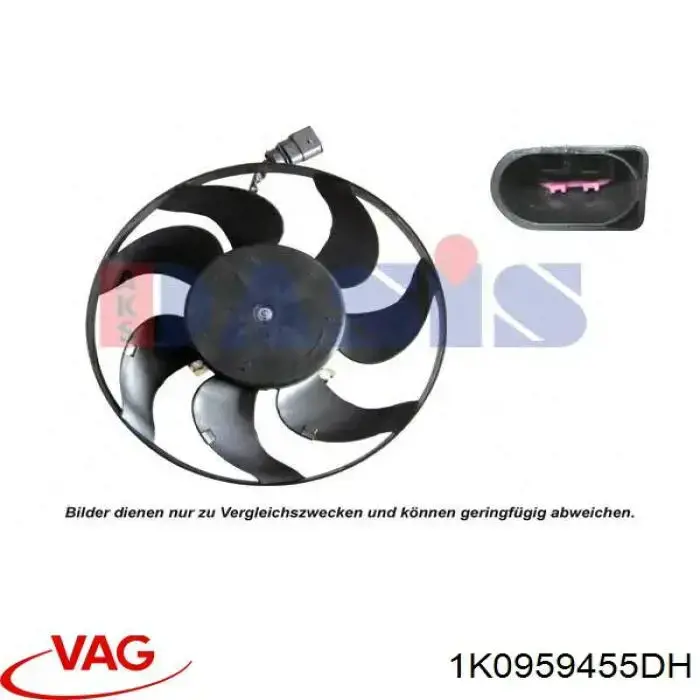 1K0959455DH VAG ventilador (rodete +motor refrigeración del motor con electromotor derecho)