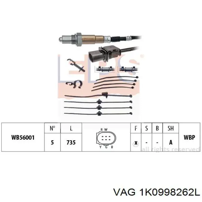 Sensor de oxígeno previo al catalizador 1K0998262L VAG