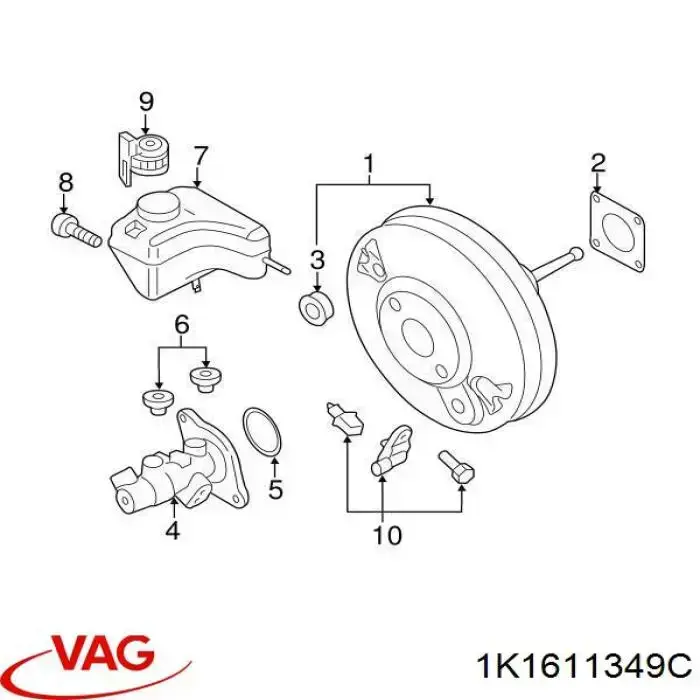 1K1611349C VAG tapa tanque del cilindro de freno principal