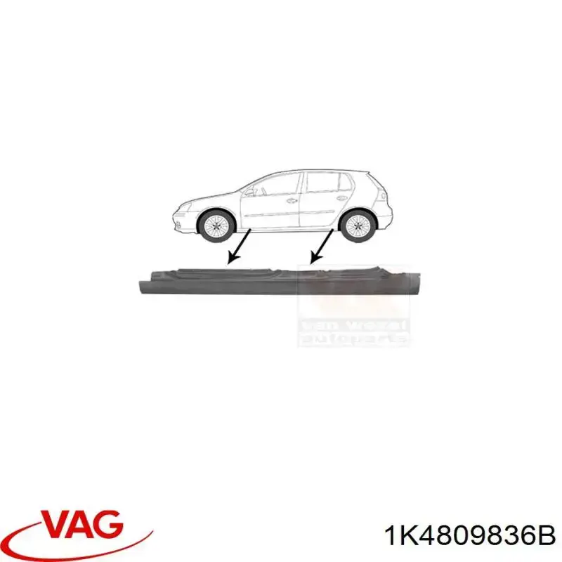 Comprar 1K4809836B VAG Umbral de puerta, derecha