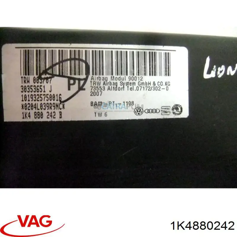 Comprar 1K4880242 VAG Airbag de respaldo del asiento derecho