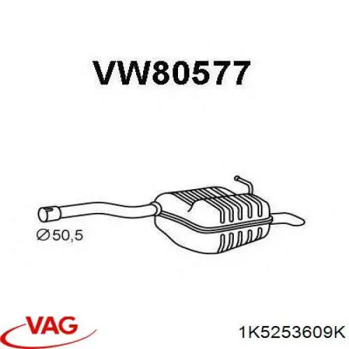 Comprar 1K5253609K VAG Silenciador trasero