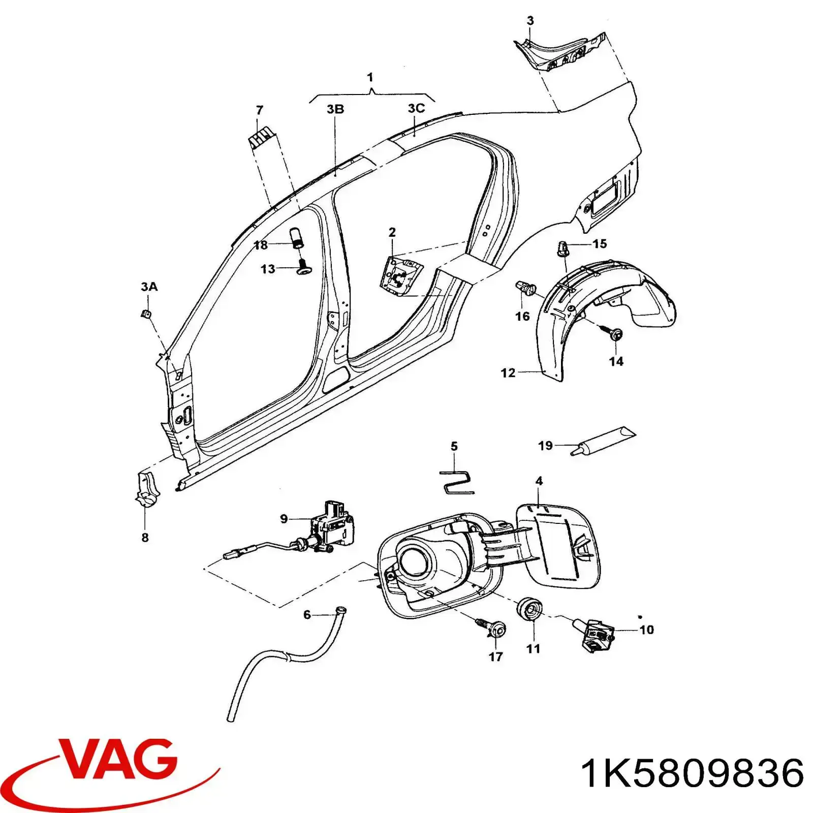 1K5809836 VAG panel lateral derecha