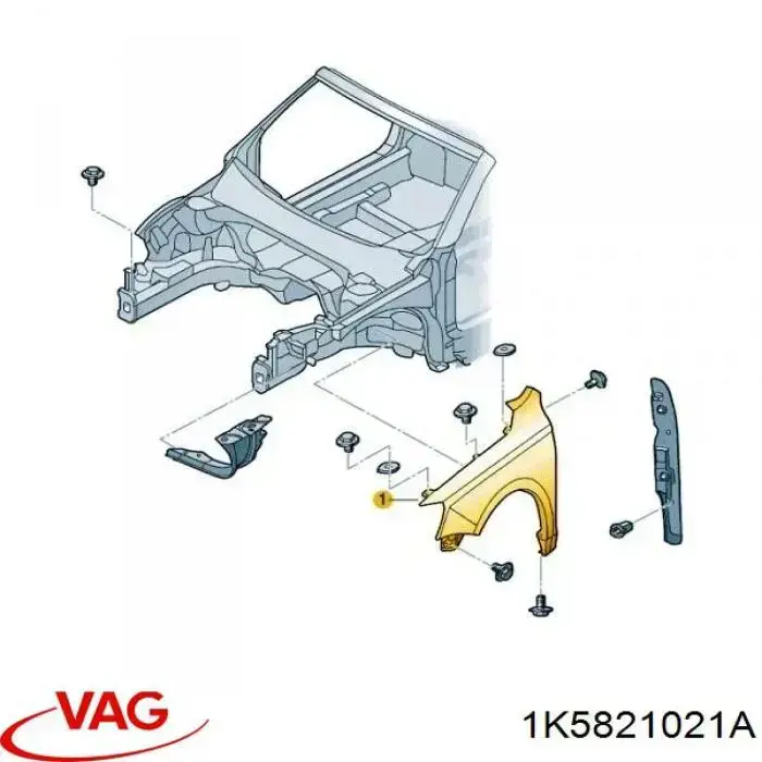 Aleta delantera izquierda VAG 1K5821021A precio, desde 79,21 EUR