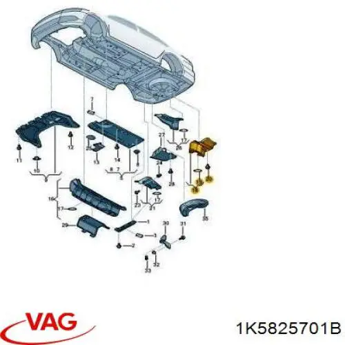 1K5825701A VAG revestimiento de los bajos, depósito de combustible