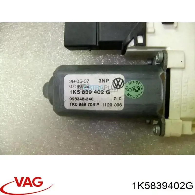 1K5839402G VAG motor eléctrico, elevalunas, puerta trasera derecha