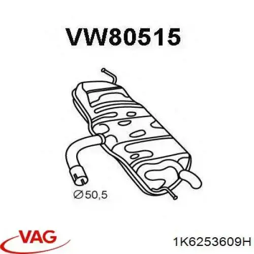 Comprar 1K6253609H VAG Silenciador trasero