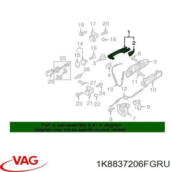 Manija exterior derecha delantera/trasera de puerta VAG 1K8837206FGRU precio, desde 33,40 EUR