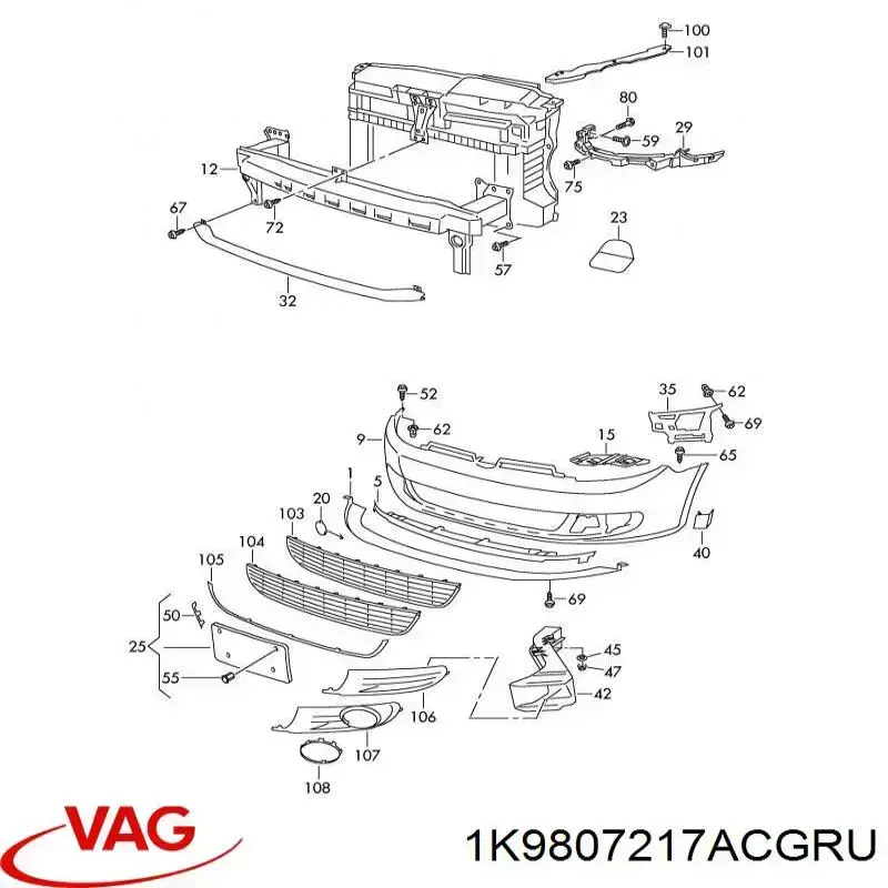 Parachoques delantero VAG 1K9807217ADGRU precio, desde 558,87 EUR