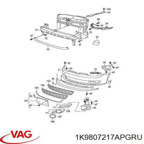 Parachoques delantero VAG 1K9807217APGRU precio, desde 558,87 EUR