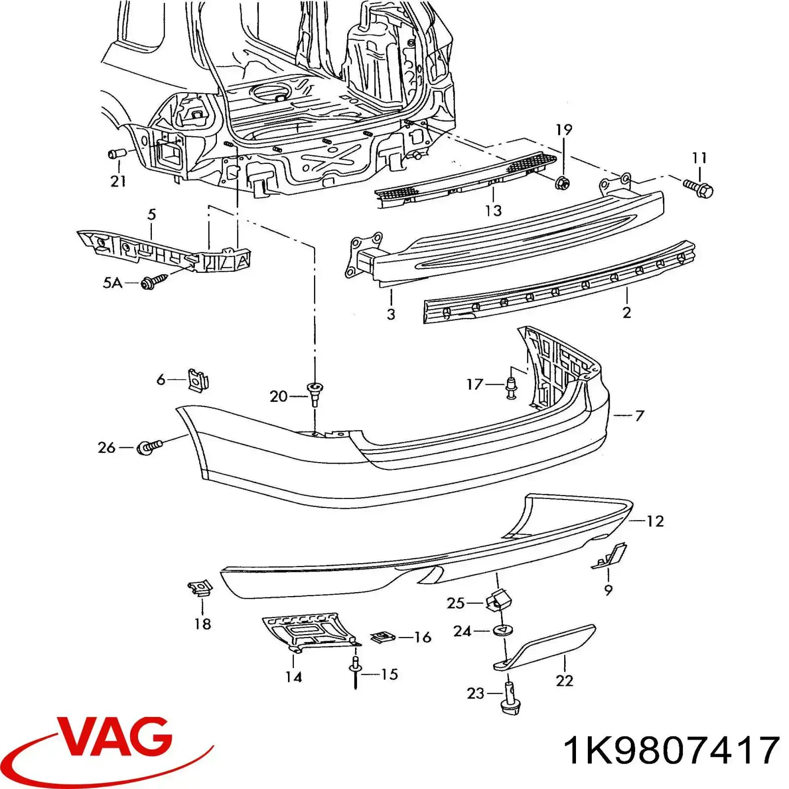 1K9807417 VAG parachoques trasero