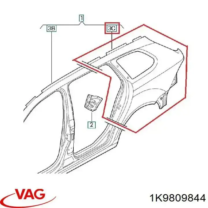 Guardabarros trasero derecho Volkswagen Golf 6 (AJ5)