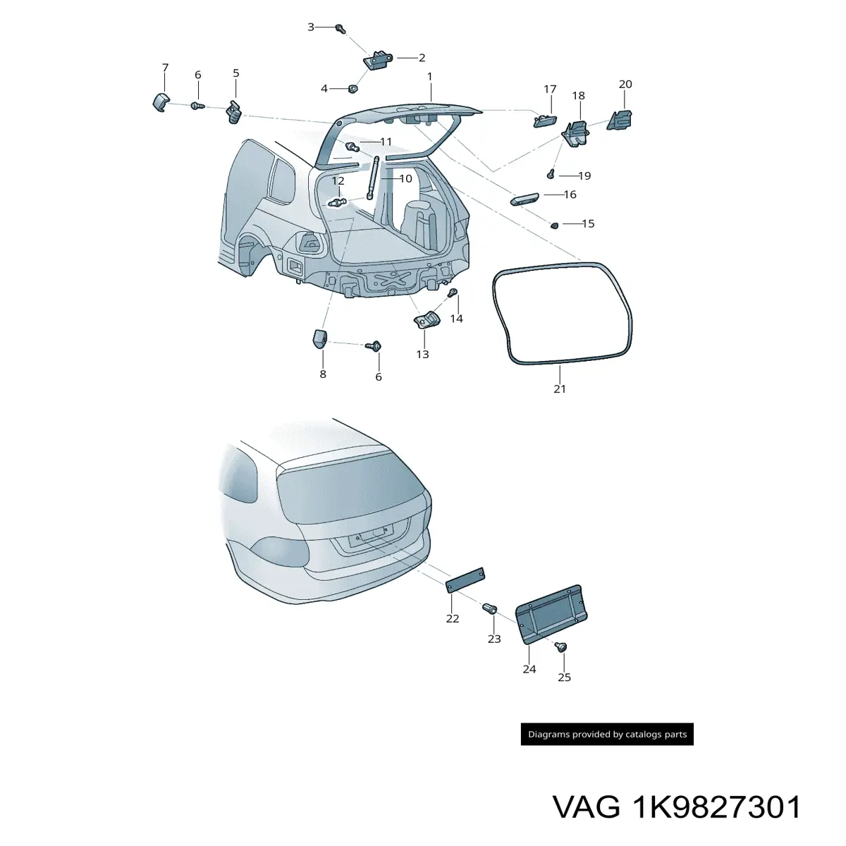 Bisagra de puerta trasera VAG 1K9827301 precio, desde 74,12 EUR
