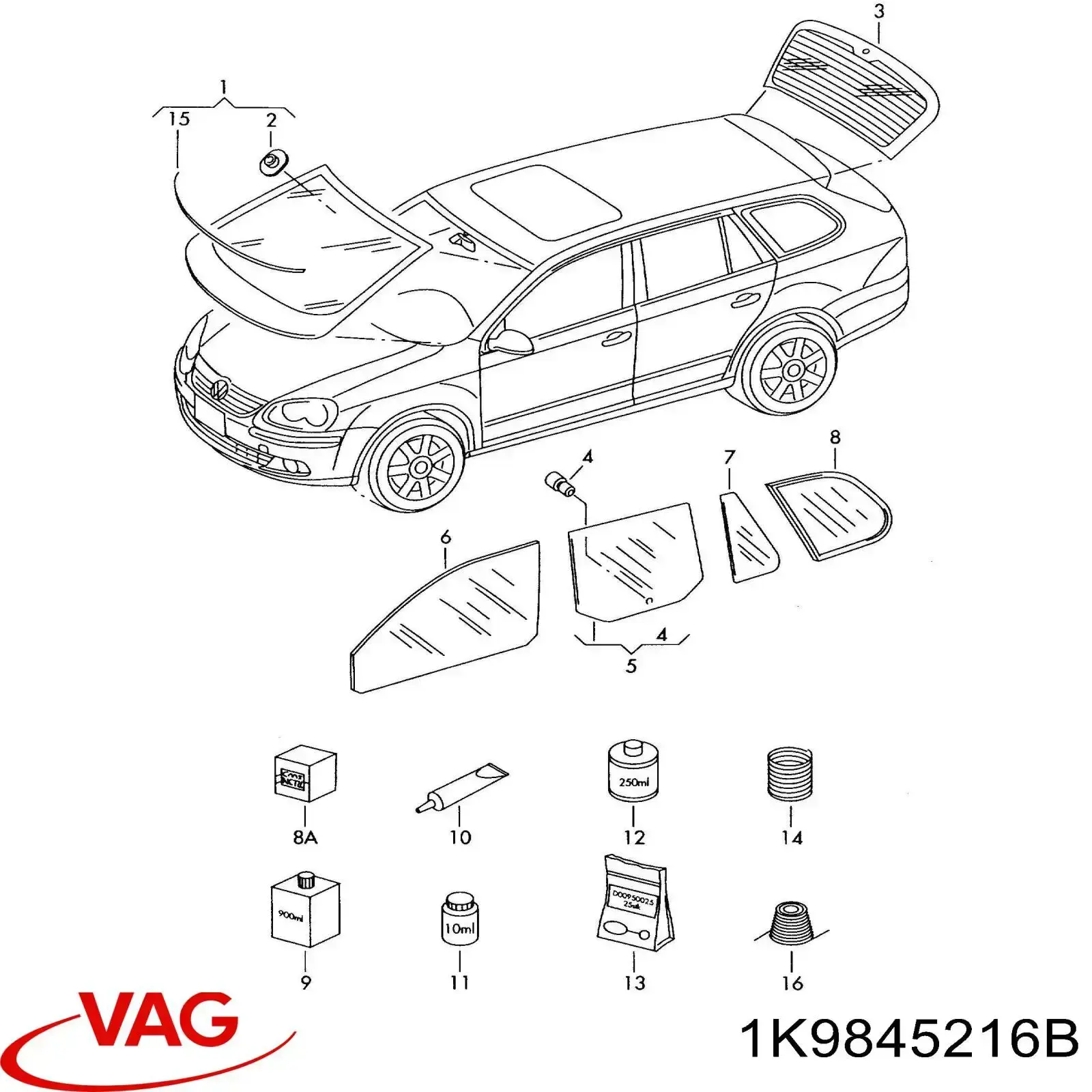 Ventanilla de esquina, trasera derecha Volkswagen Golf 6 (AJ5)