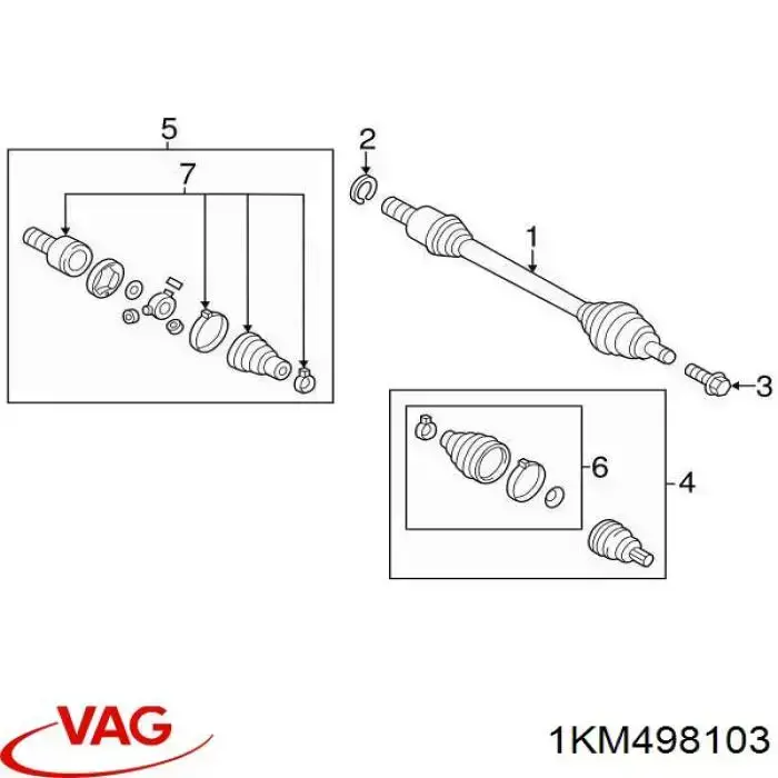 Juego de articulación, árbol de transmisión, interior delantera VOLKSWAGEN Passat (A32, A33)