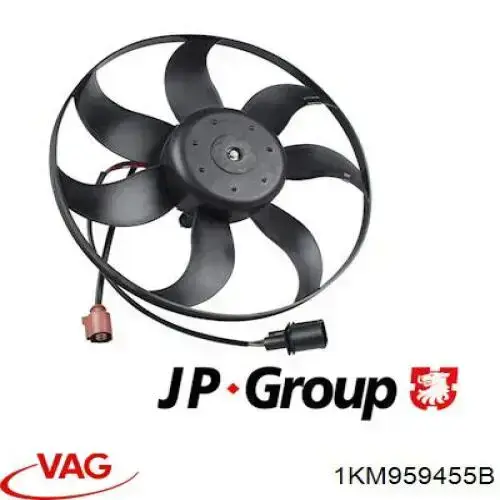 Comprar 1KM959455B VAG Ventilador eléctrico de refrigeración completo izquierdo (motor y hélice)