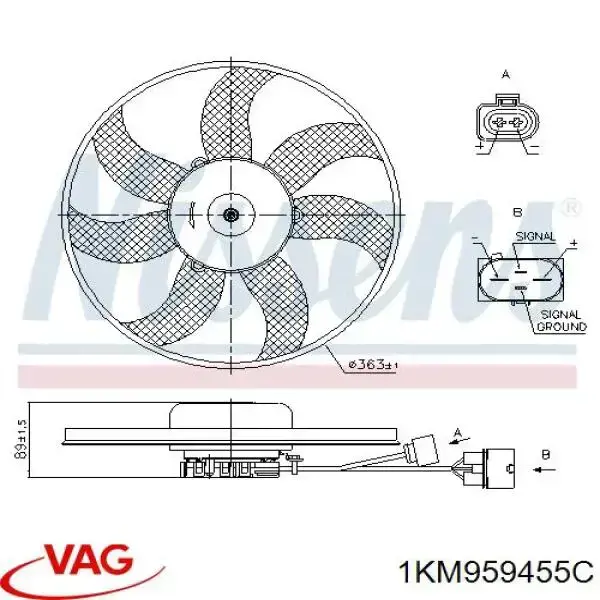 Ventilador eléctrico de refrigeración completo izquierdo (motor y hélice) VAG 1KM959455C precio, desde 87,12 EUR