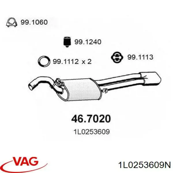 Silenciador trasero VAG 1L0253609 precio, desde 55,57 EUR