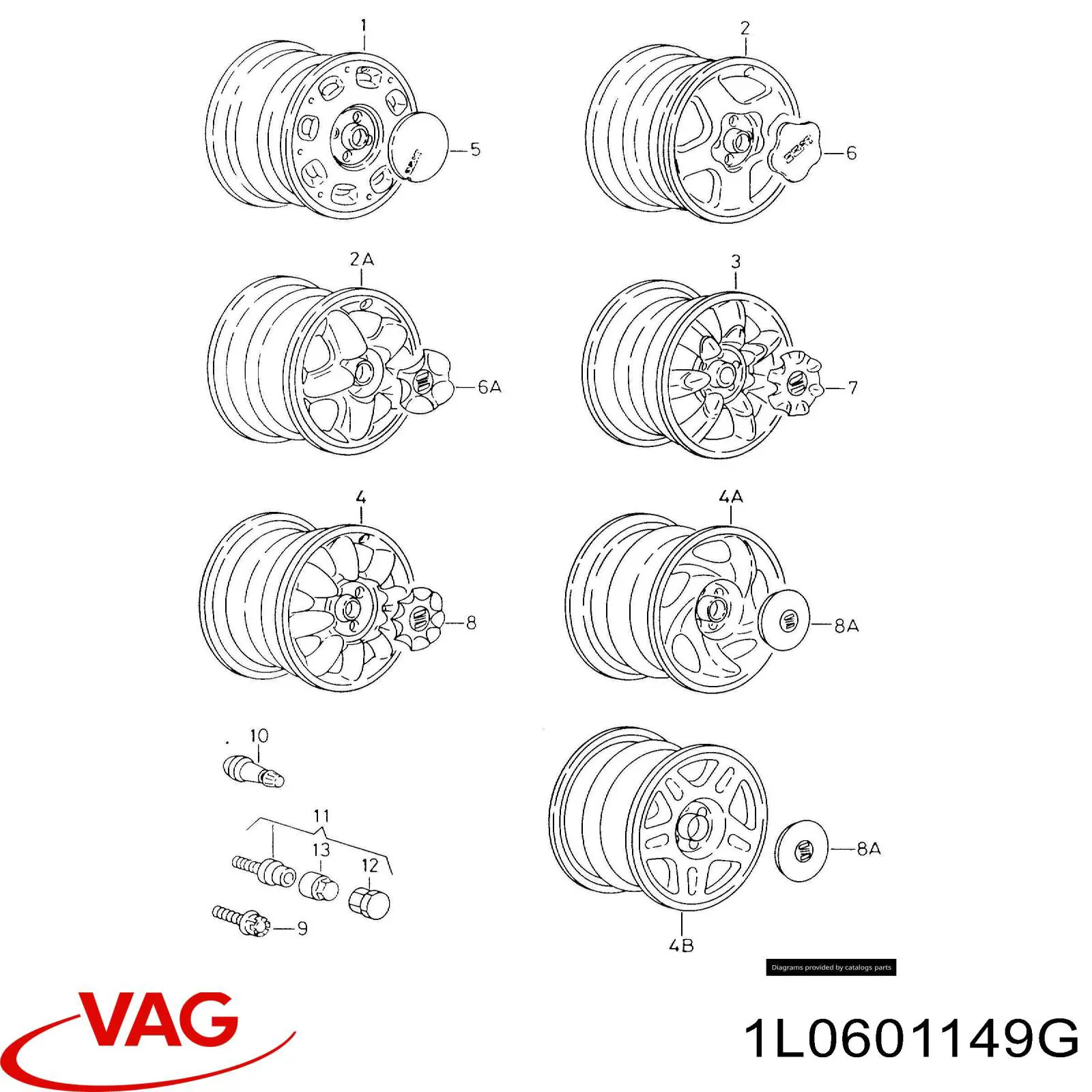 1L0601149G VAG tapacubo rueda