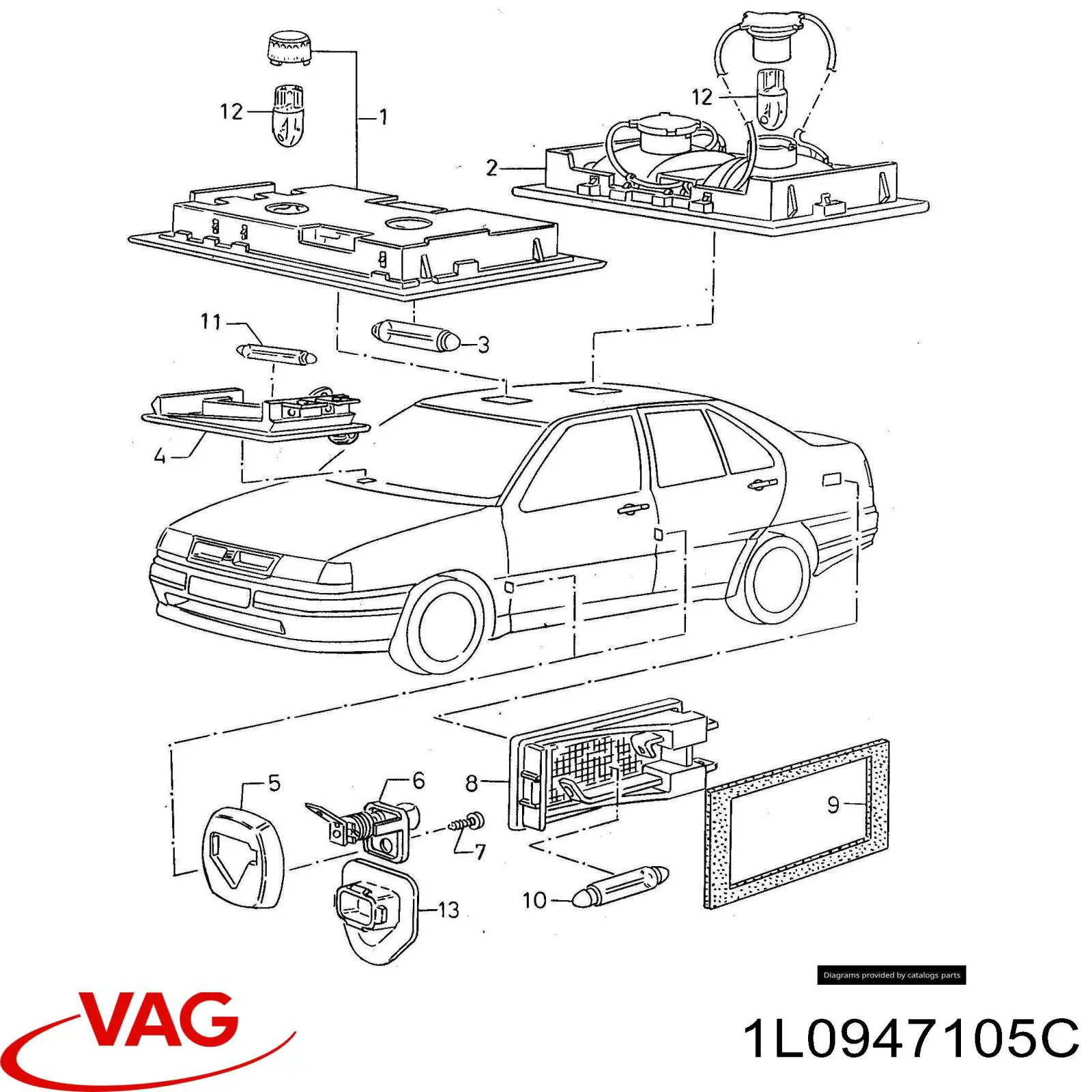 Luz de cabina trasera para Seat Inca (6K9)