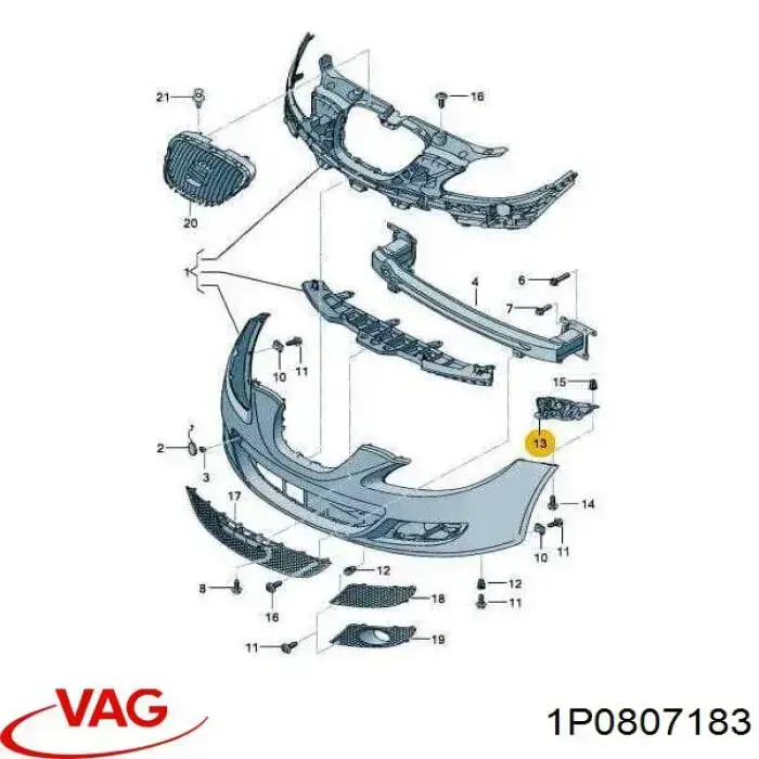 Guía del parachoques delantero izquierda VAG 1P0807183 precio, desde 12,16 EUR