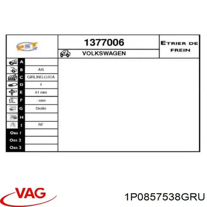 Comprar 1P0857538 VAG Cubierta De Espejo Retrovisor Derecho