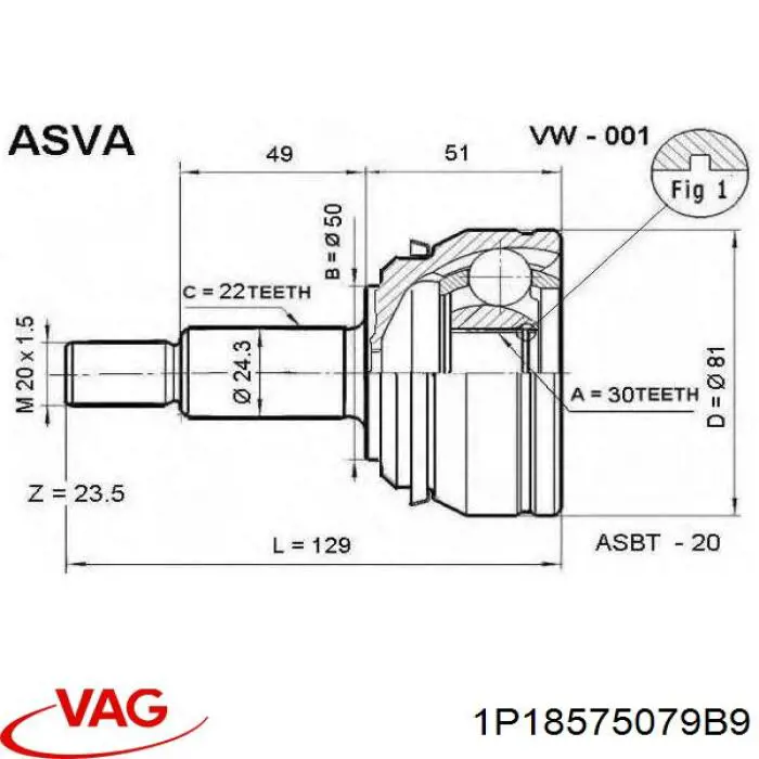 Comprar 1P18575079B9 VAG Espejo de retrovisor izquierdo