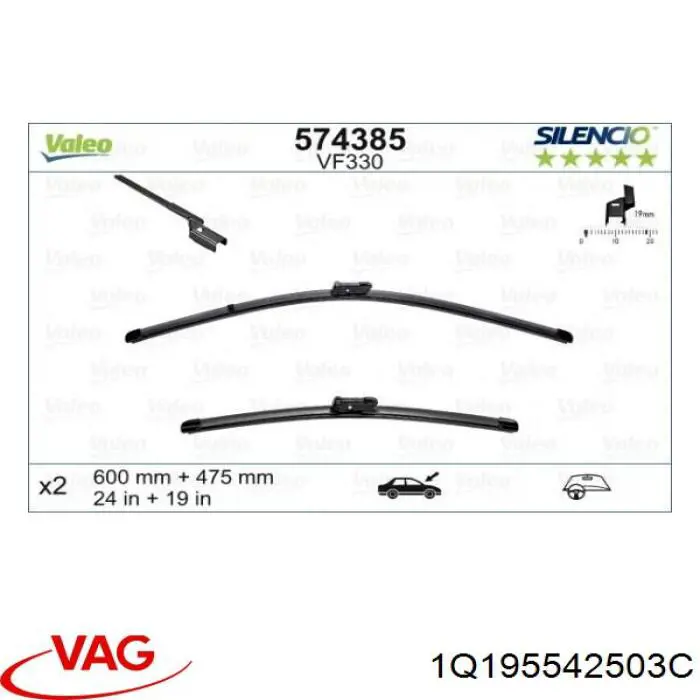 Limpiaparabrisas delantera VAG 1Q195542503C