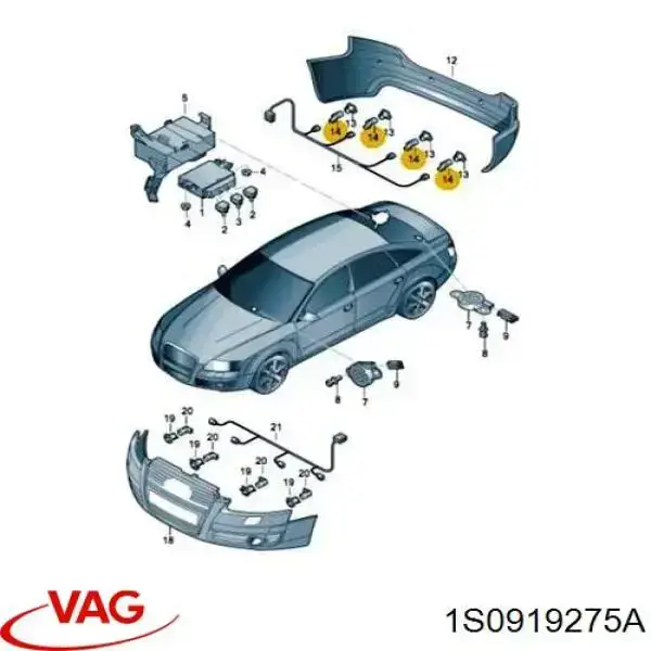 1S0919275A VAG Sensor de estacionamiento delantero/trasero central