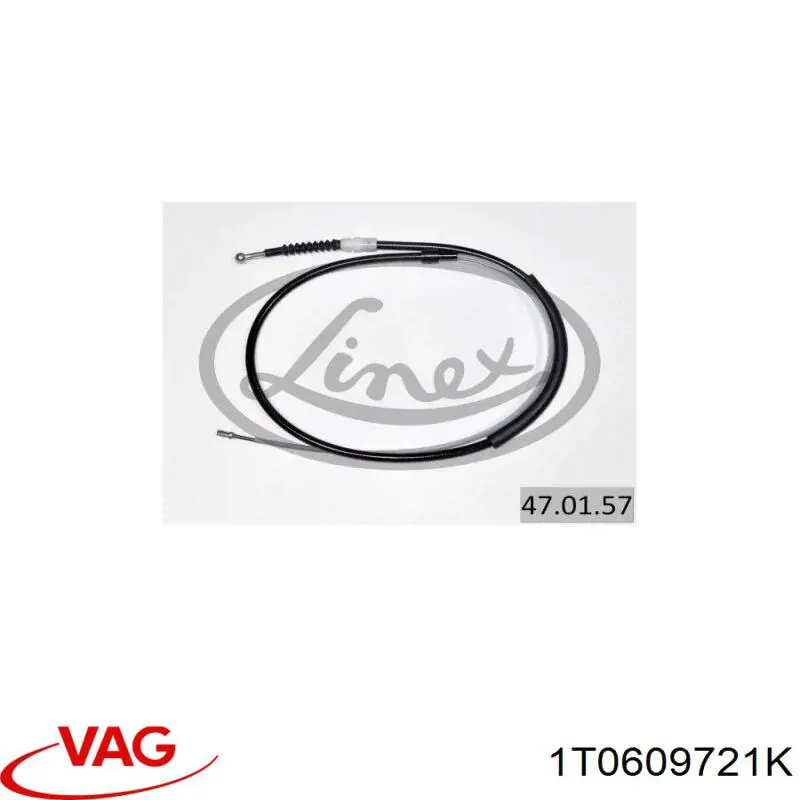 1T0609721K VAG cable de freno de mano trasero derecho/izquierdo