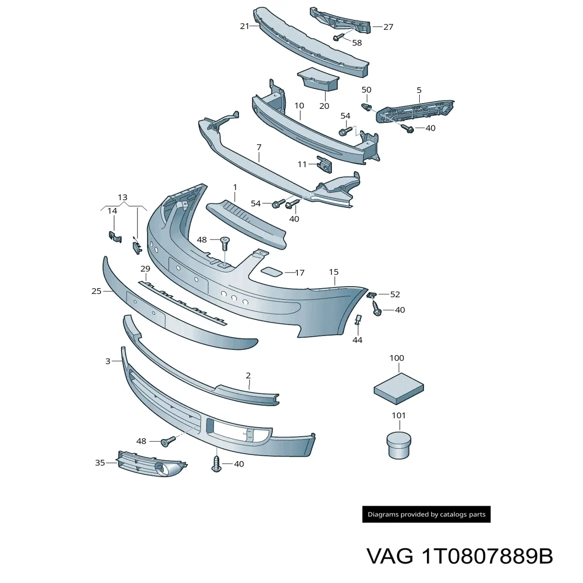 Comprar 1T0807889B VAG Soporte de parachoques delantero izquierdo