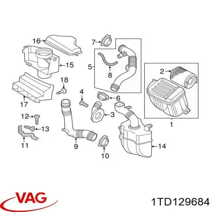 Comprar 1TD129684 VAG Entrada del filtro de aire