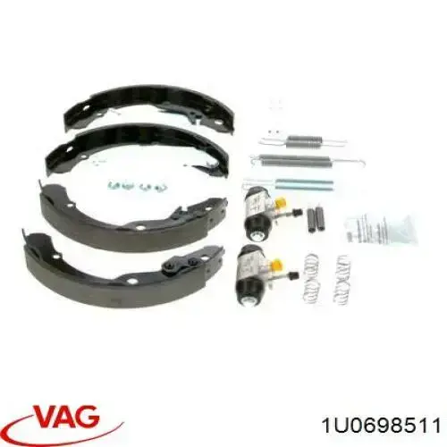 1U0698511 VAG Juego de zapatas de frenos de tambor, con cilindros, completo