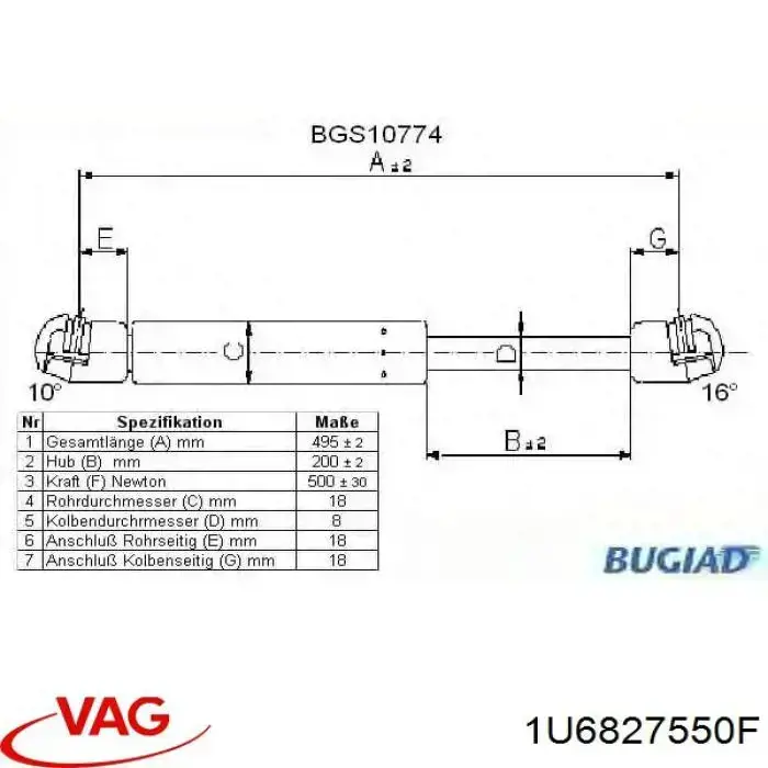 1U6827550F VAG amortiguador maletero