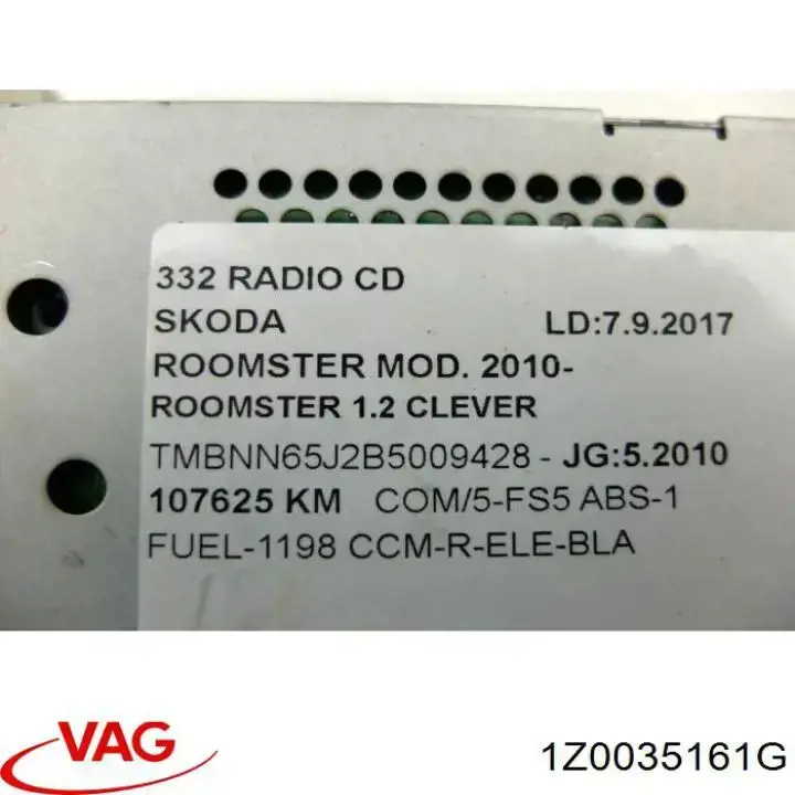 1Z0035161G VAG radio (radio am/fm)