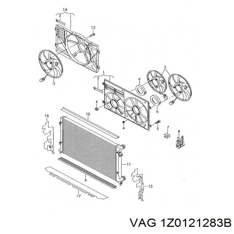 Deflector de aire del radiador izquierdo VAG 1Z0121283B precio, desde 5,10 EUR