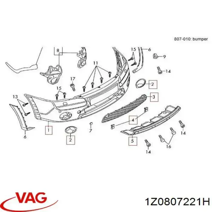 Comprar 1Z0807221H VAG Defensa delantera