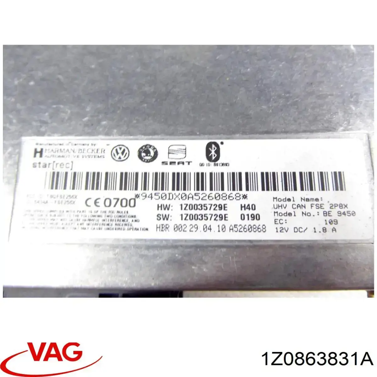 Aislante de capot VAG 1Z0863831A