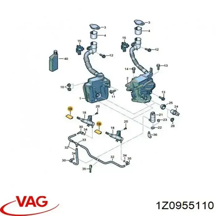 Tapa de la boquilla del lavafaros delantero 1Z0955110 VAG