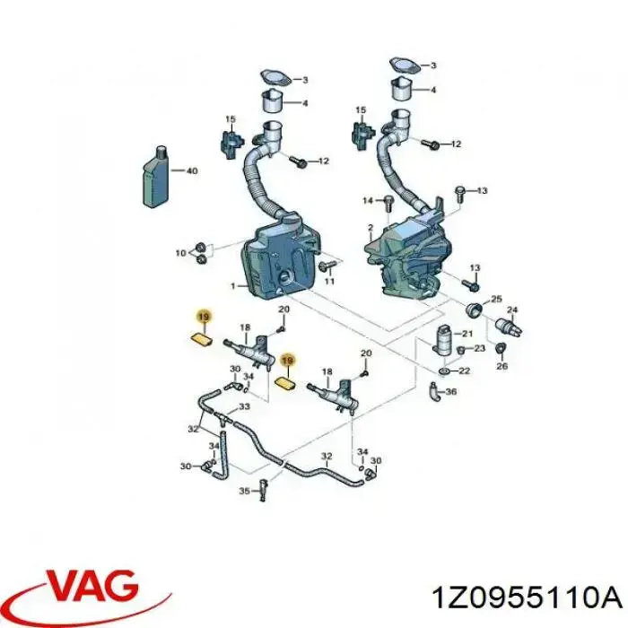 Comprar 1Z0955110A VAG Tapa de la boquilla del lavafaros delantero