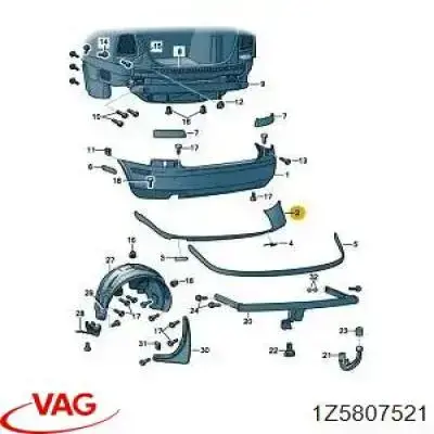 1Z5807521 VAG Alerón del parachoques trasero