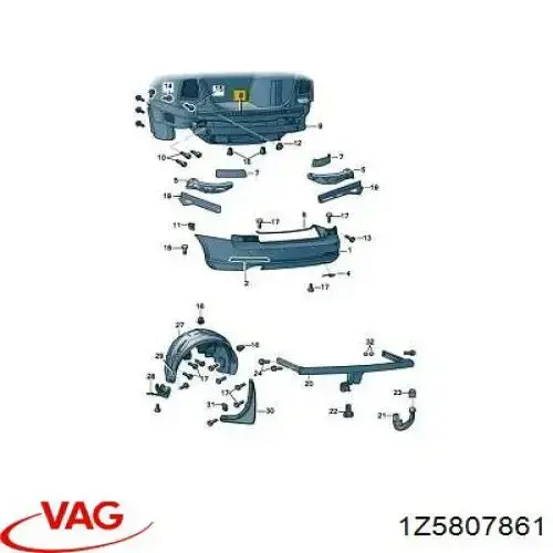 Comprar 1Z5807861 VAG Guía izquierda del parachoques trasero