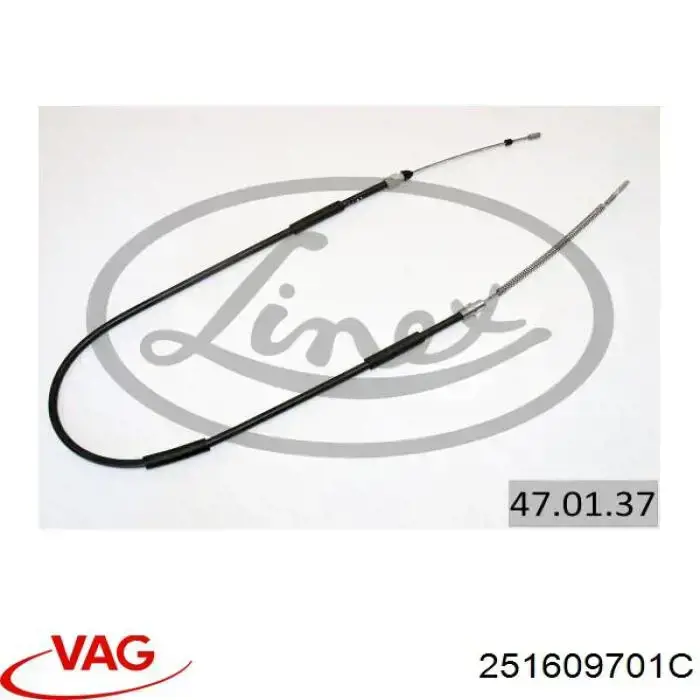 251609701C VAG cable de freno de mano trasero derecho/izquierdo